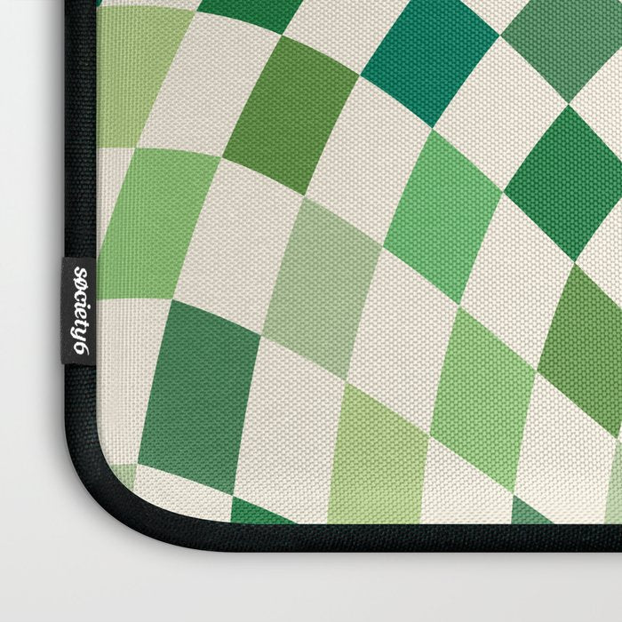 Green Checkered Swirl Laptop Sleeve Gallery Image 3