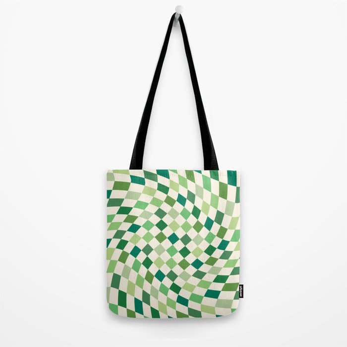 Green Checkered Swirl Tote Bag Gallery Image 2
