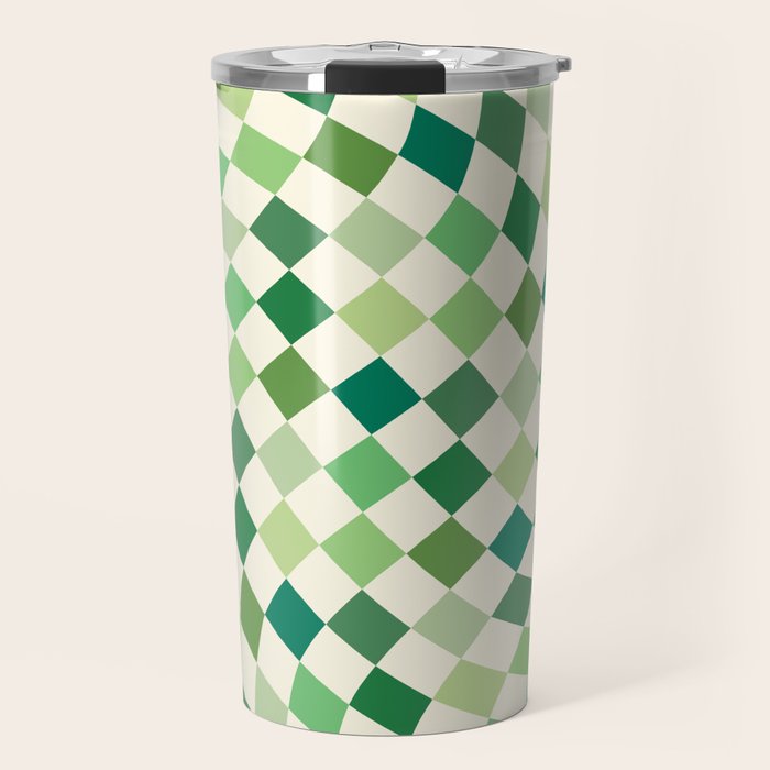 Green Checkered Swirl Travel Mug Gallery Image 1
