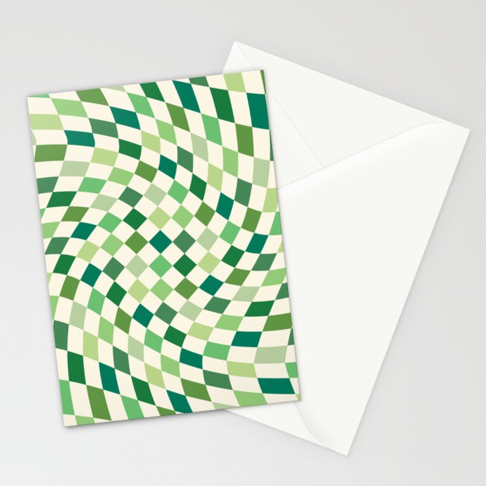 Green Checkered Swirl Stationery Card Gallery Image 2