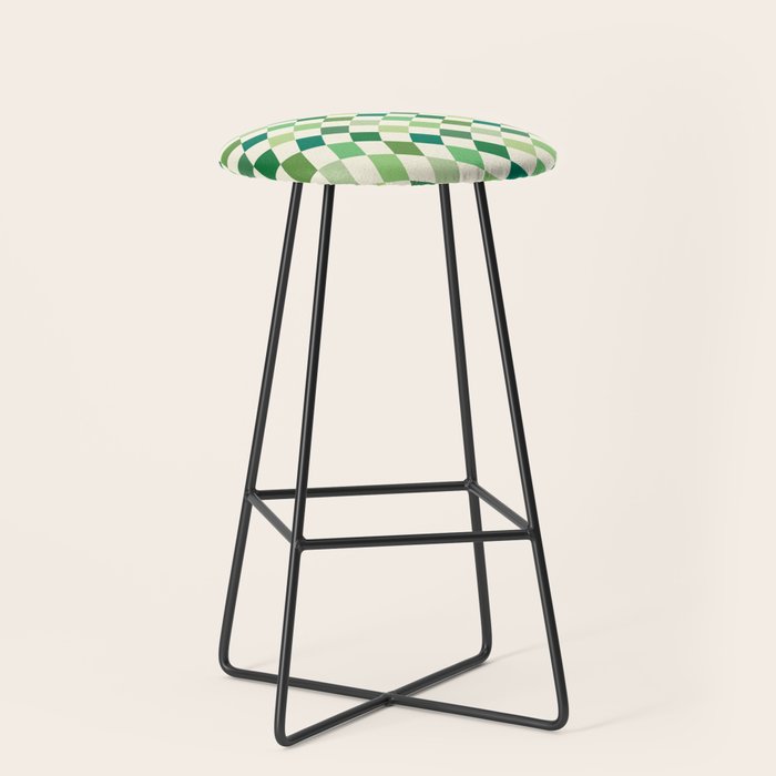 Green Checkered Swirl Stool Gallery Image 1