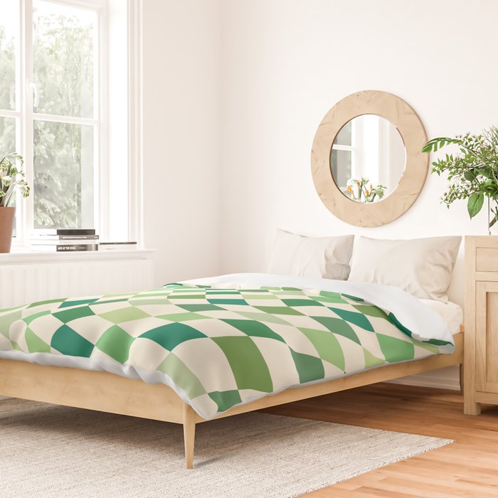 Green Checkered Swirl Duvet Cover Gallery Image 2