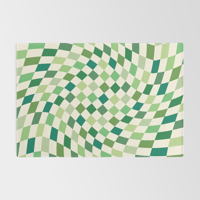 Green Checkered Swirl Rug Gallery Image 2