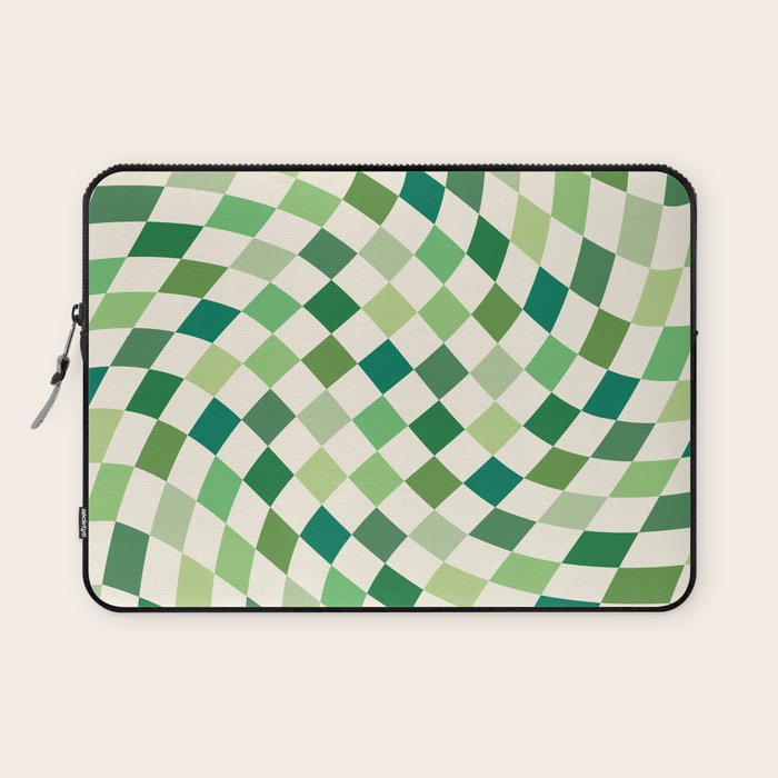 Green Checkered Swirl Laptop Sleeve Gallery Image 1