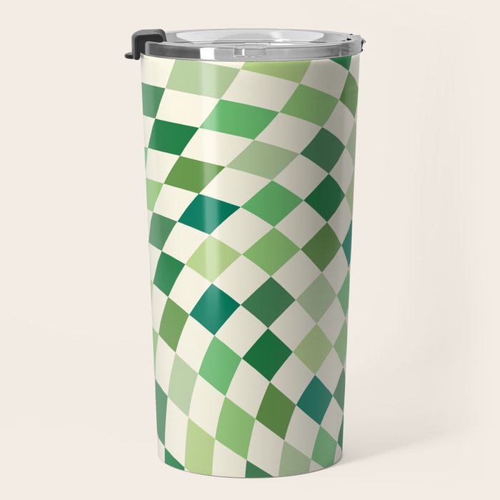 Green Checkered Swirl Travel Mug Gallery Image 3