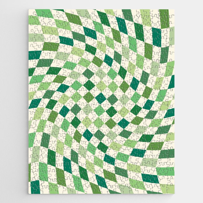 Green Checkered Swirl Jigsaw Puzzle Gallery Image 1