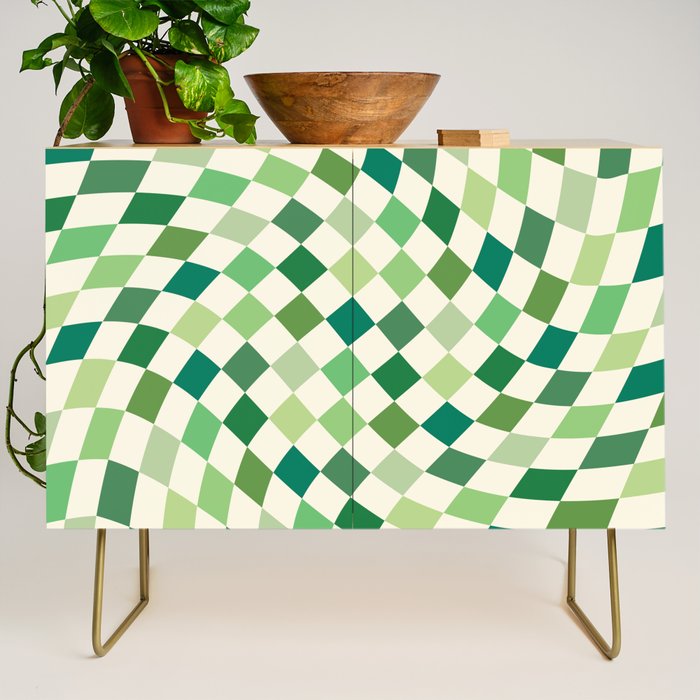 Green Checkered Swirl Credenza Gallery Image 1