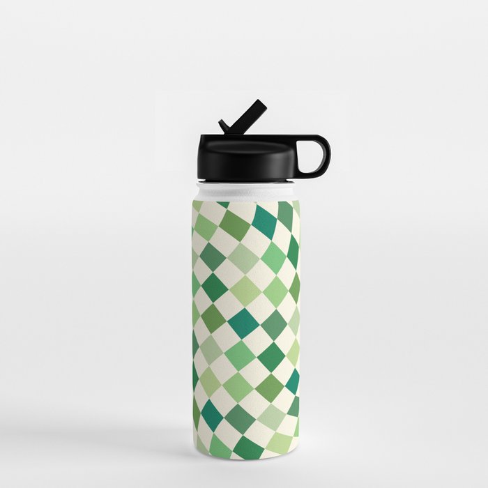 Green Checkered Swirl Water Bottle Gallery Image 1