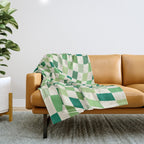 Green Checkered Swirl Throw Blanket Gallery Image 1