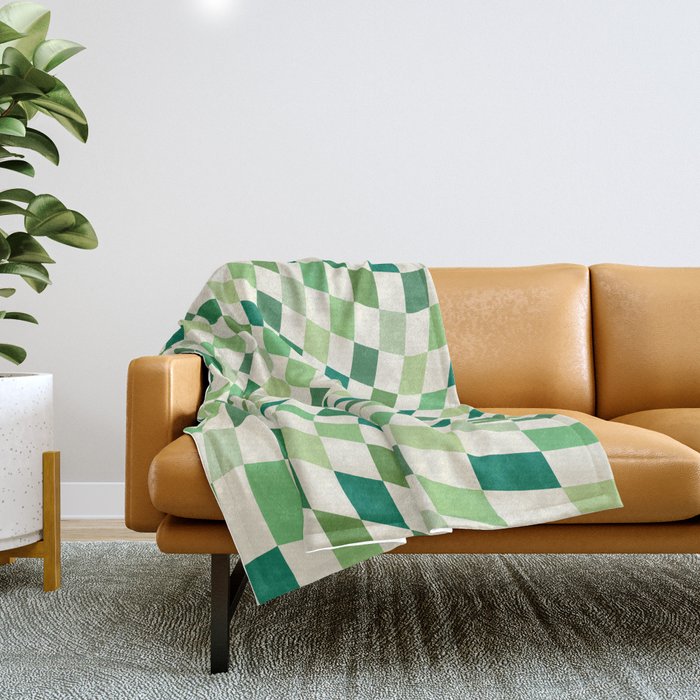 Green Checkered Swirl Throw Blanket Gallery Image 1