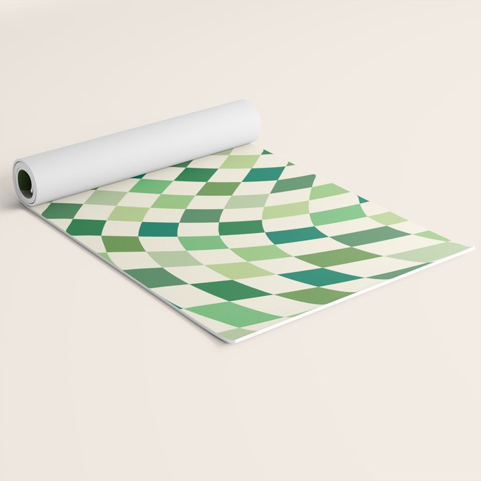 Green Checkered Swirl Yoga Mat Gallery Image 2