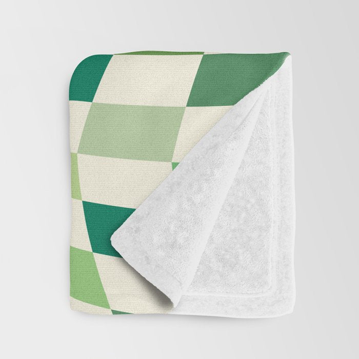 Green Checkered Swirl Throw Blanket Gallery Image 3
