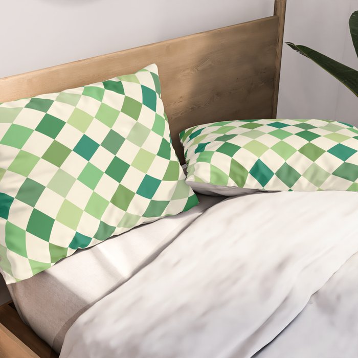 Green Checkered Swirl Pillow Sham Gallery Image 2