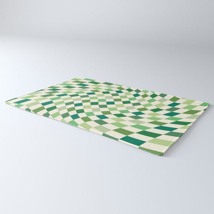 Green Checkered Swirl Rug Gallery Image 3