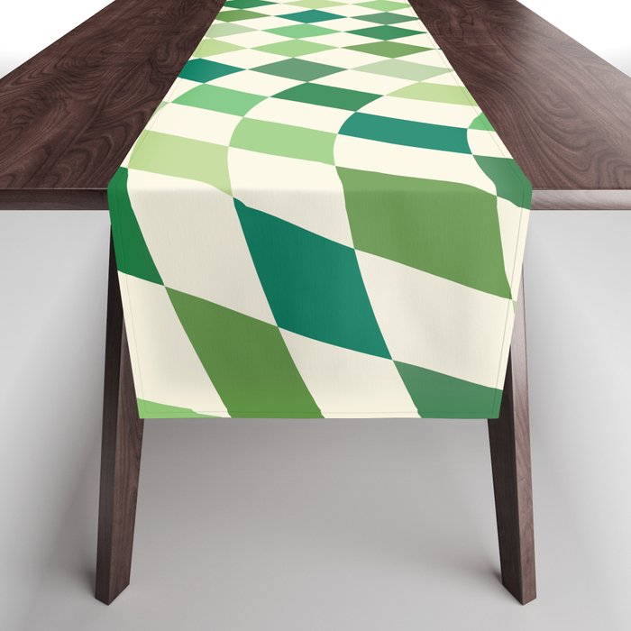 Green Checkered Swirl Table Runner Gallery Image 1