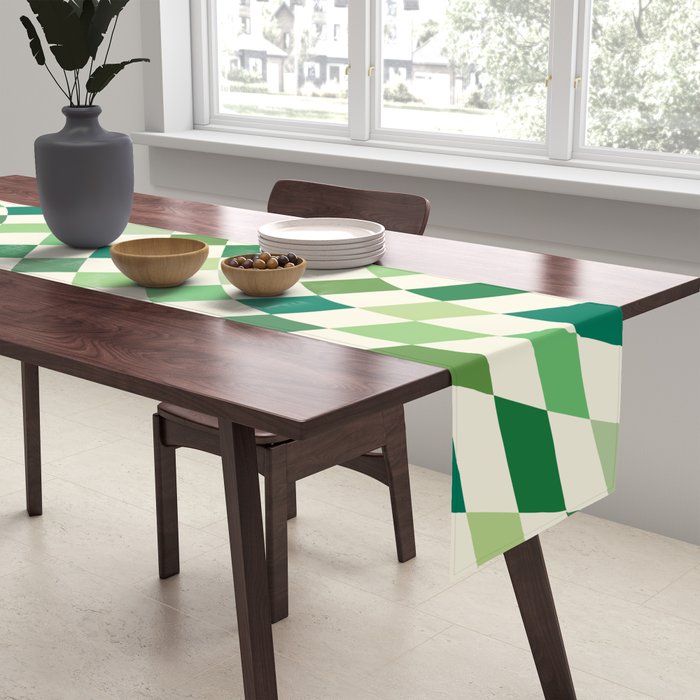 Green Checkered Swirl Table Runner Gallery Image 2