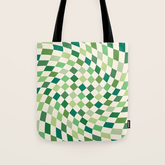 Green Checkered Swirl Tote Bag Gallery Image 1