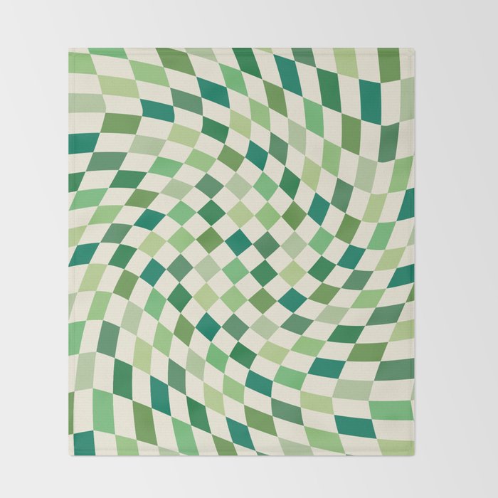 Green Checkered Swirl Throw Blanket Gallery Image 2