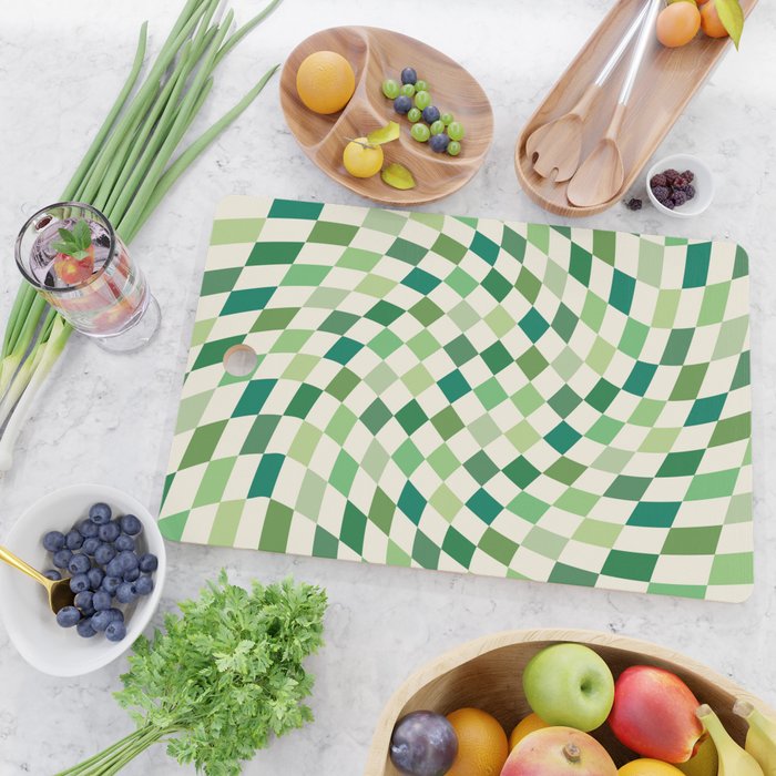 Green Checkered Swirl Cutting Board Gallery Image 2