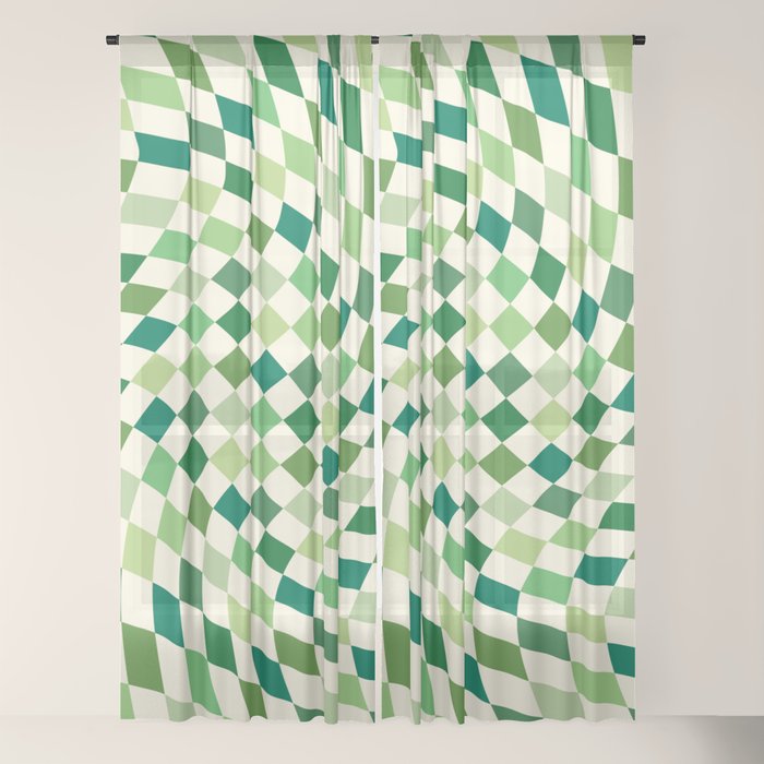 Green Checkered Swirl Window Curtain Gallery Image 18
