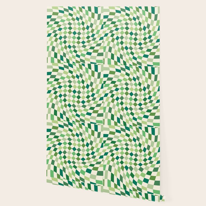 Green Checkered Swirl Wallpaper Gallery Image 2