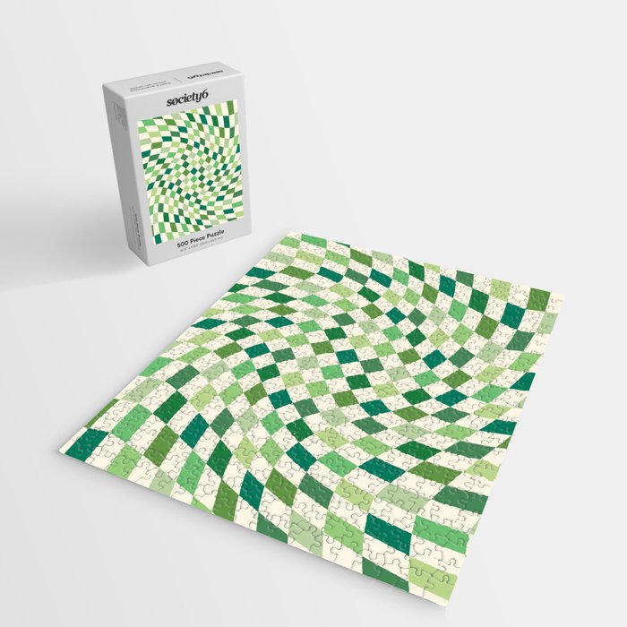 Green Checkered Swirl Jigsaw Puzzle Gallery Image 2