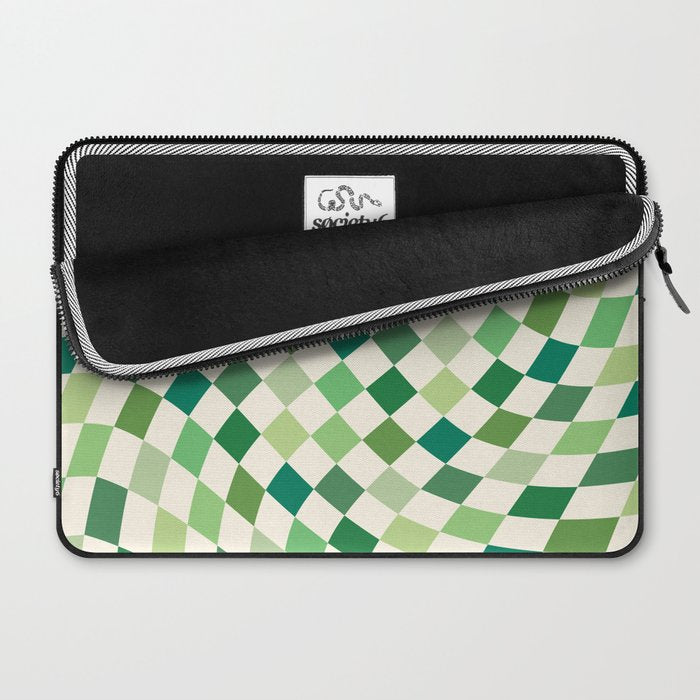 Green Checkered Swirl Laptop Sleeve Gallery Image 2