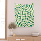 Green Checkered Swirl Wall Tapestry Gallery Image 2