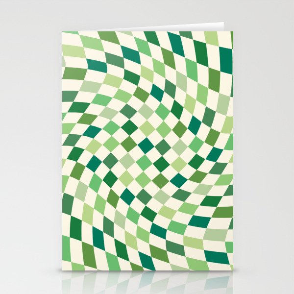 Green Checkered Swirl Stationery Card Gallery Image 2