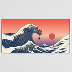 The Great Wave of Black Pug Desk Mat Gallery Image 3