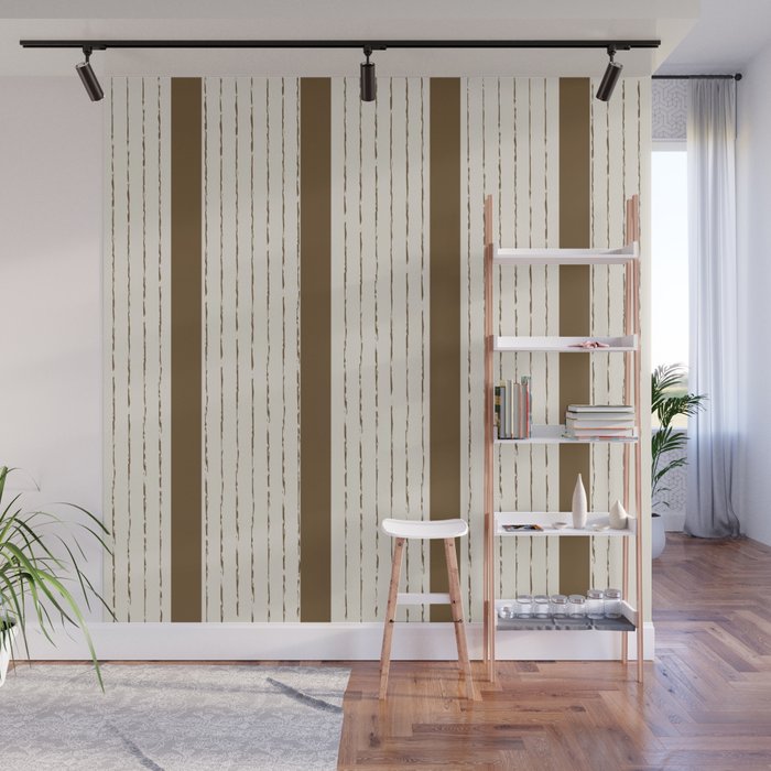 Lines IV (Cream & Chocolate) Wall Mural Gallery Image 1