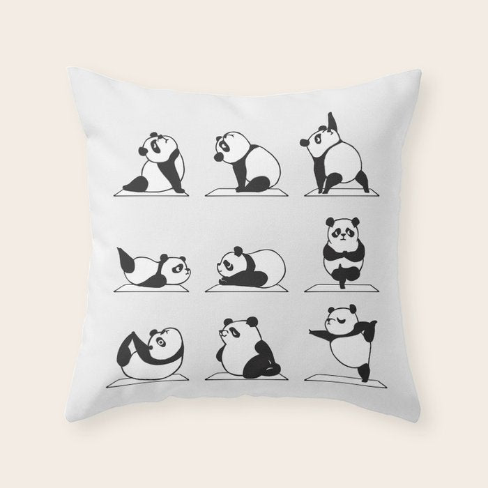 Panda Yoga Throw Pillow Gallery Image 1