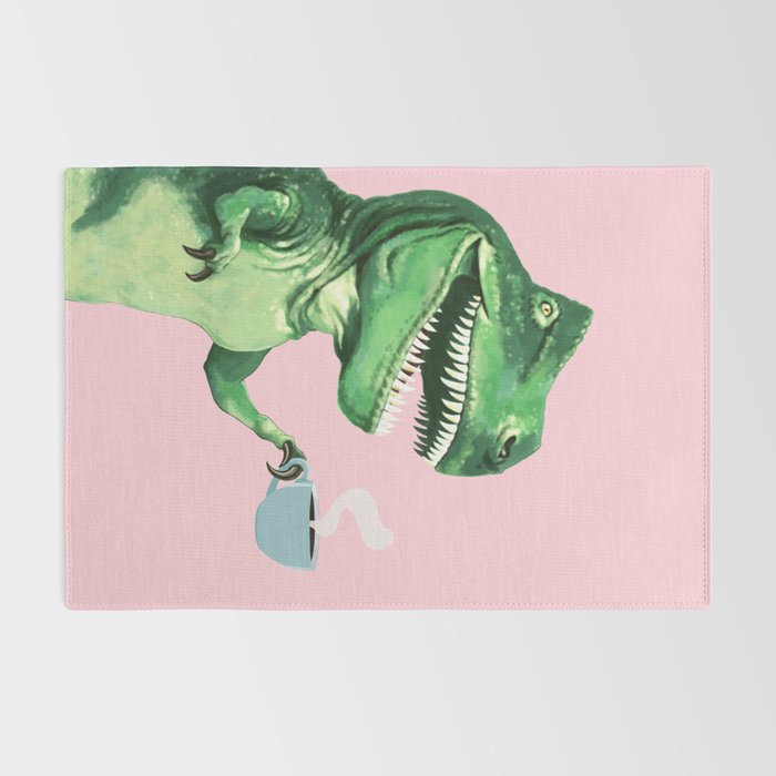 T-Rex Enjoying Coffee in Pink Rug Gallery Image 2