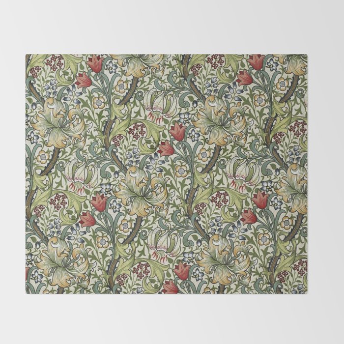 William Morris honeysucklea, Morris floral , No.4, Throw Blanket Gallery Image 2