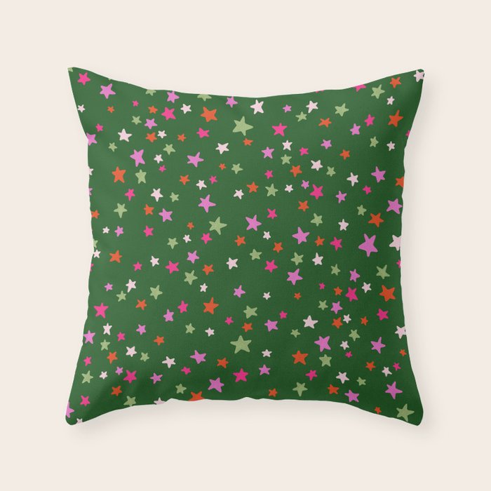 Festive Playful Starry Scatter Throw Pillow Gallery Image 6