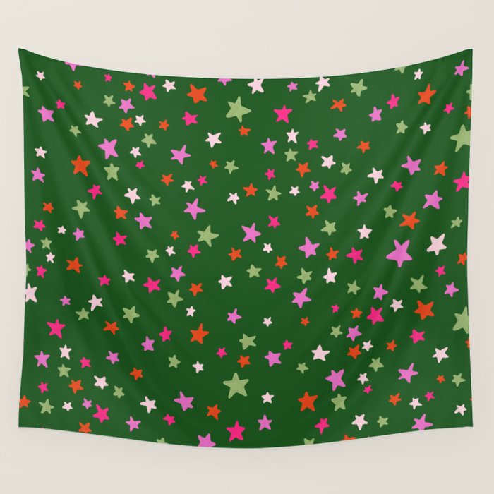 Festive Playful Starry Scatter Wall Tapestry Gallery Image 1