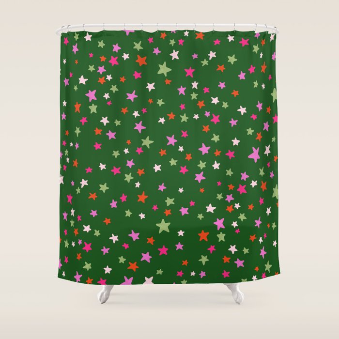 Festive Playful Starry Scatter Shower Curtain Gallery Image 1