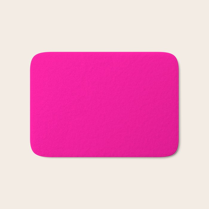 Girly modern neon pink solid color Bath Mat Gallery Image 1