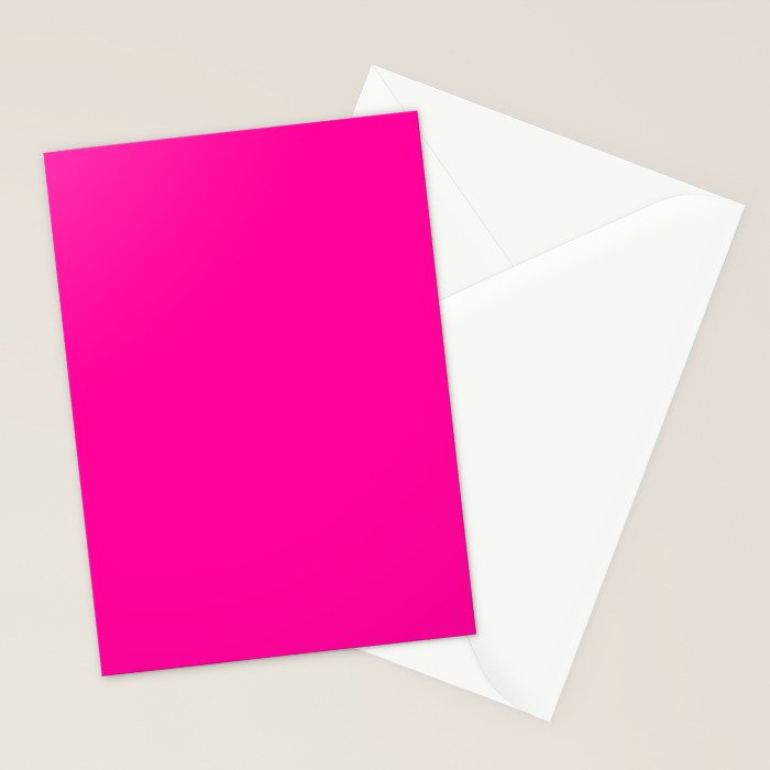 Girly modern neon pink solid color Stationery Card Gallery Image 2