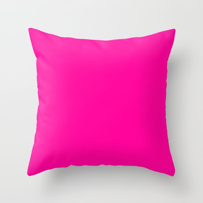Girly modern neon pink solid color Throw Pillow Gallery Image 6