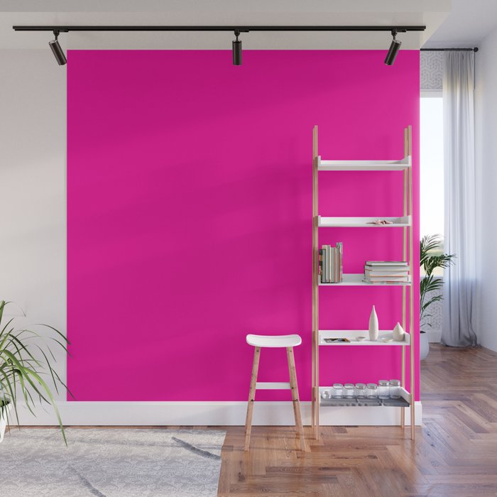 Girly modern neon pink solid color Wall Mural Gallery Image 1