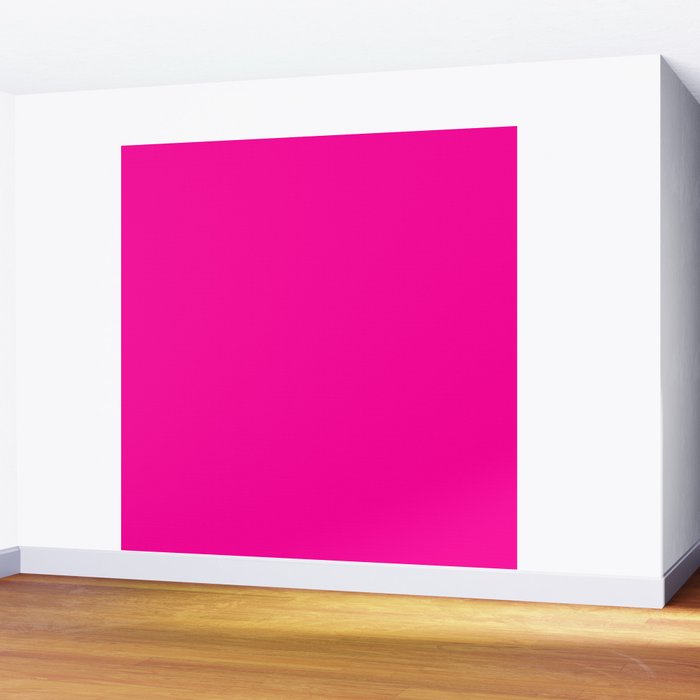 Girly modern neon pink solid color Wall Mural Gallery Image 2