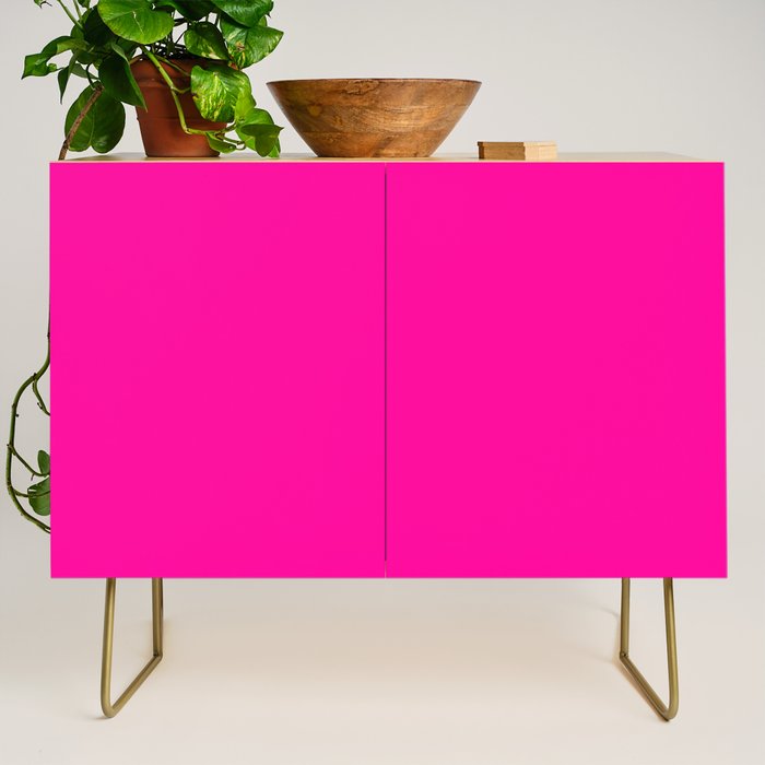 Girly modern neon pink solid color Credenza Gallery Image 1