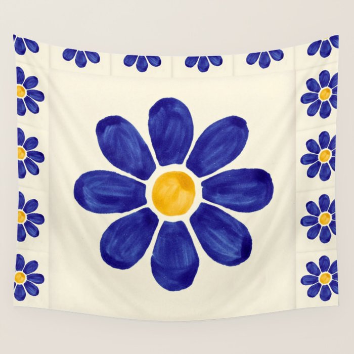 talavera mexican tile Wall Tapestry Gallery Image 1