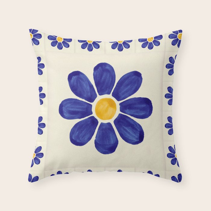 talavera mexican tile Throw Pillow Gallery Image 1
