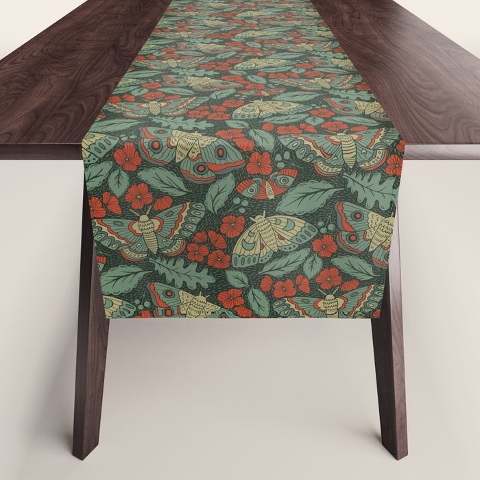Moths in Emerald Twilight Table Runner Gallery Image 1