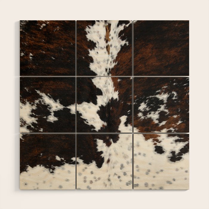 Modern cow hide animal print Wood Wall Art Gallery Image 1
