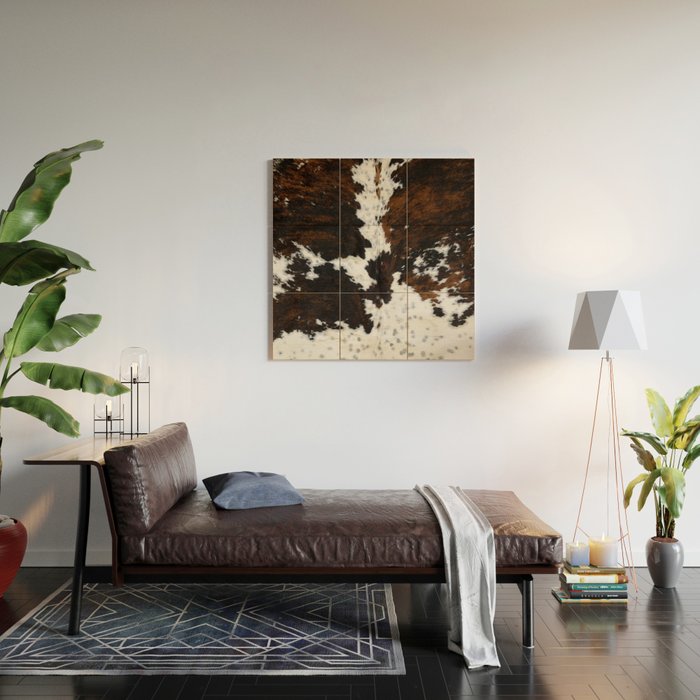 Modern cow hide animal print Wood Wall Art Gallery Image 2