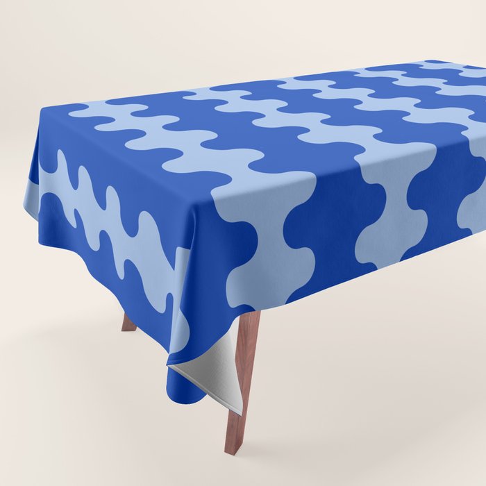 Blue Ogee A-Go-Go Retro Pop Pattern in Cobalt Sky Tablecloth Gallery Image 1