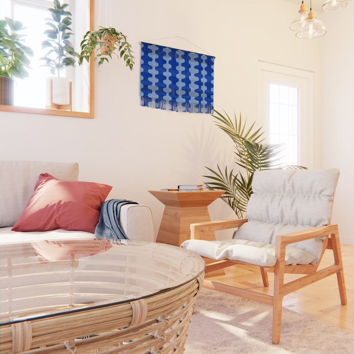 Blue Ogee A-Go-Go Retro Pop Pattern in Cobalt Sky Wall Hanging Gallery Image 2